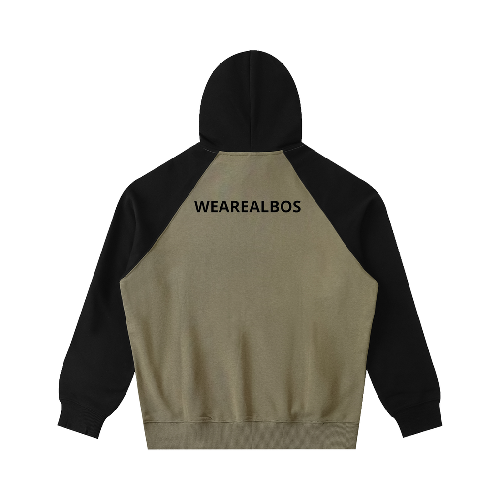 Color-Block Raglan Sleeve Hoodie (Loose)