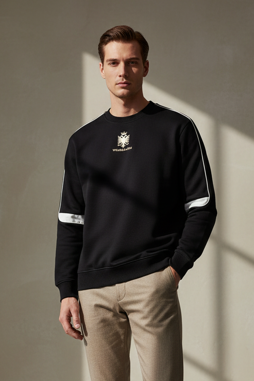 Oversized Crewneck Taped Sweatshirt (Loose)