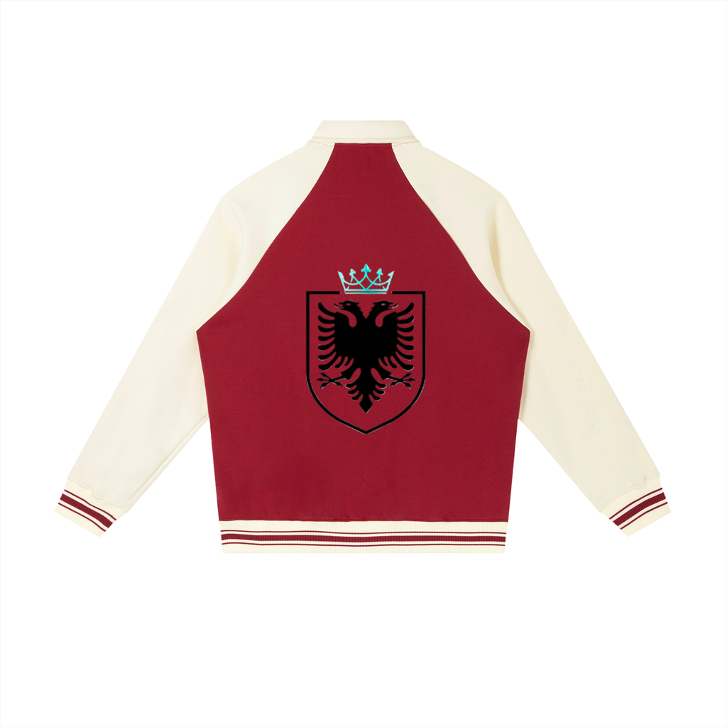 Contrast Raglan Sleeve Baseball Jacket (Loose)