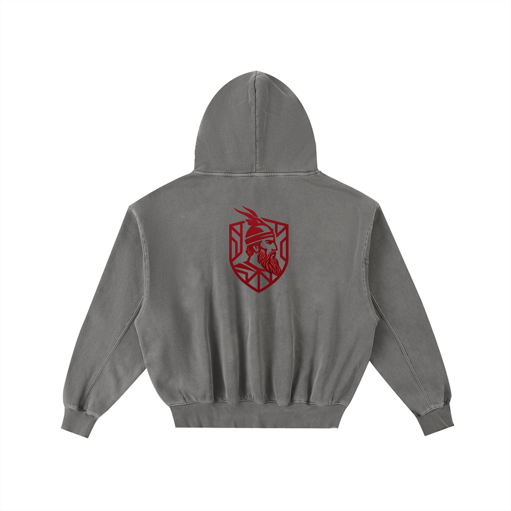 Frayed Enzyme Washed Fleece Hoodie