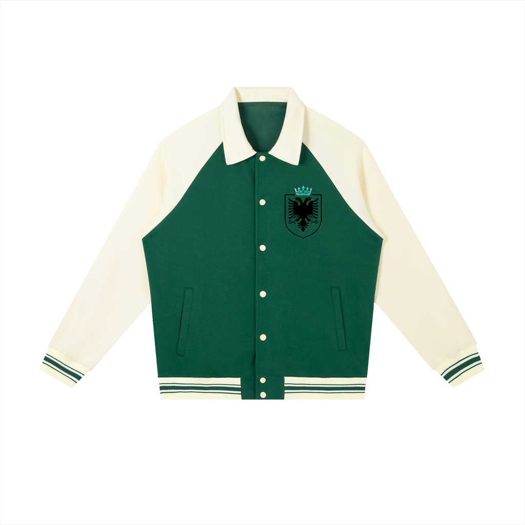 Contrast Raglan Sleeve Baseball Jacket (Loose)