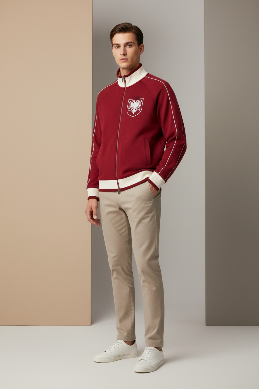 Color Block Raglan Sleeve Zip Track Jacket (Loose)