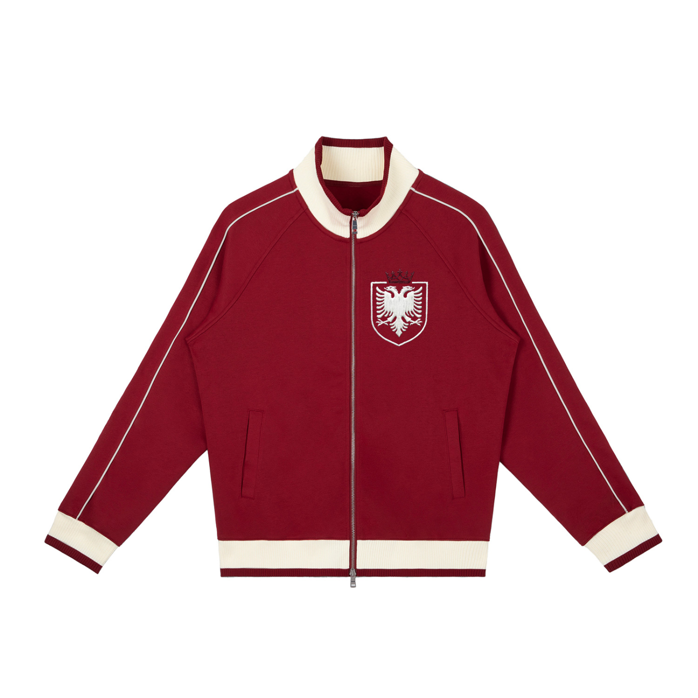 Color Block Raglan Sleeve Zip Track Jacket (Loose)