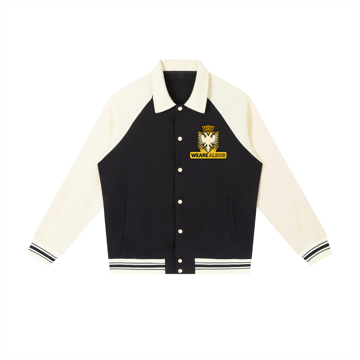 Contrast Raglan Sleeve Baseball Jacket (Loose)
