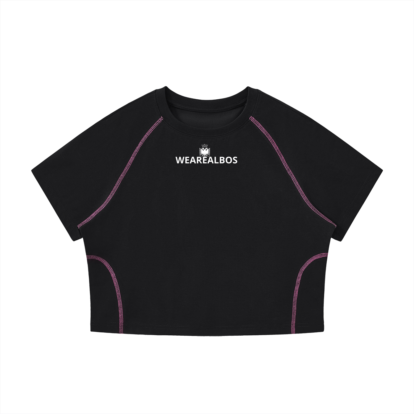 Women's Contrast Stitch Raglan Crop T-Shirt