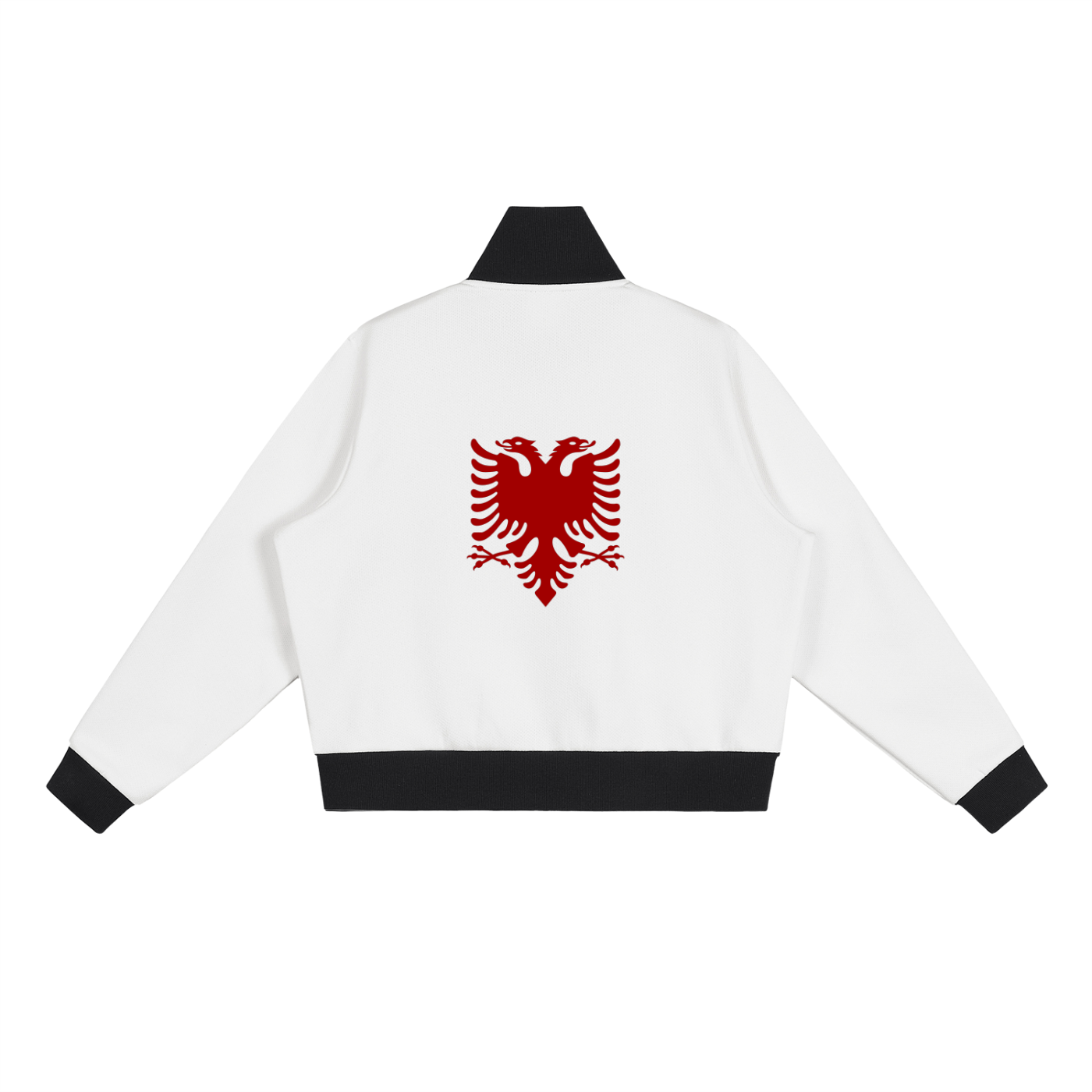 Contrast Side Stripe Fleece Cropped Track Jacket (Loose)