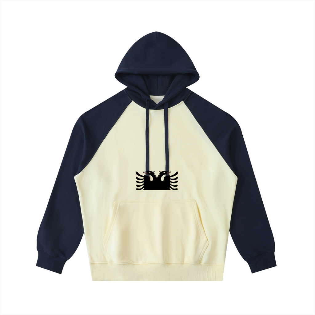 Color-Block Raglan Sleeve Hoodie (Loose)